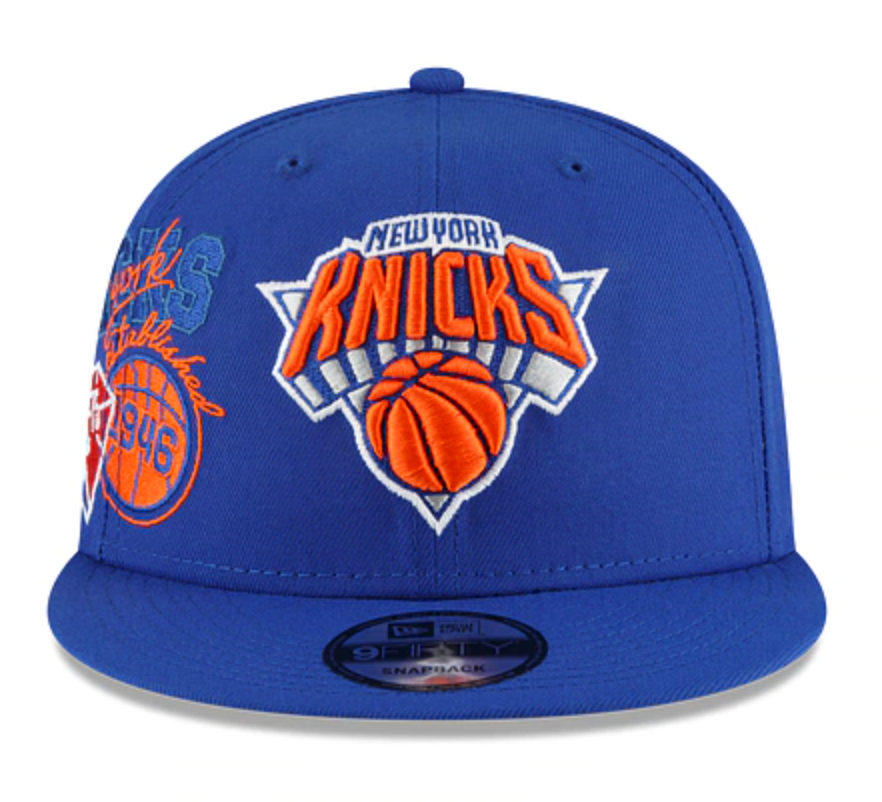 Mens New York Knicks NBA 2022 Back Half New Era Blue 9FIFTY Snapback Hat