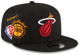 Mens Miami Heat NBA 2022 Back Half New Era Black 9FIFTY Snapback Hat - Pro Jersey Sports