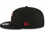 Mens Miami Heat NBA 2022 Back Half New Era Black 9FIFTY Snapback Hat - Pro Jersey Sports