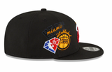 Mens Miami Heat NBA 2022 Back Half New Era Black 9FIFTY Snapback Hat - Pro Jersey Sports