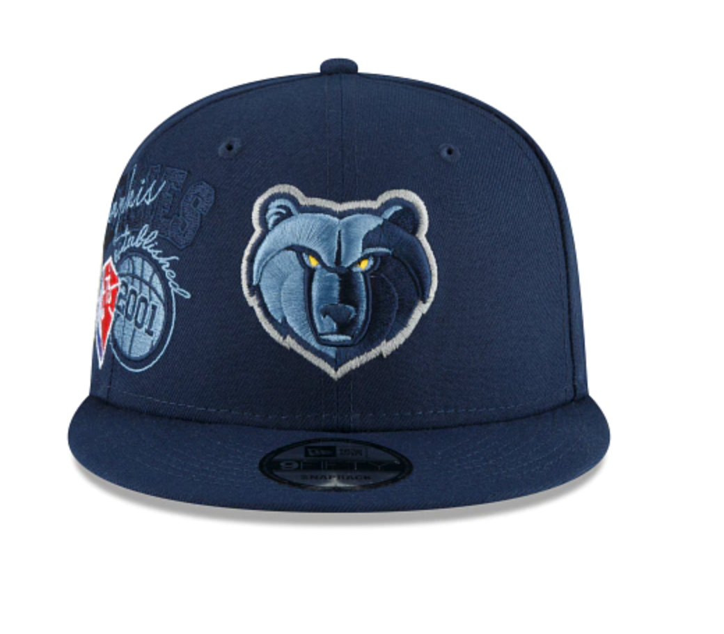 Mens Memphis Grizzlies NBA 2022 Back Half New Era Navy 9FIFTY Snapback Hat