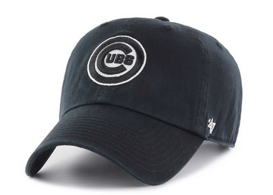Chicago Cubs MLB Black Bullseye Logo 47 Clean Up Strapback Cap