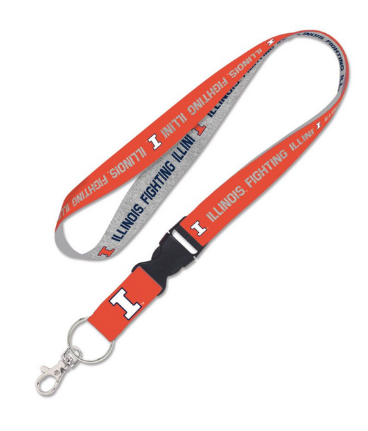 Illinois Fighting Illini Gray/Orange Double Sided Lanyard With Detachable Buckle By Wincraft