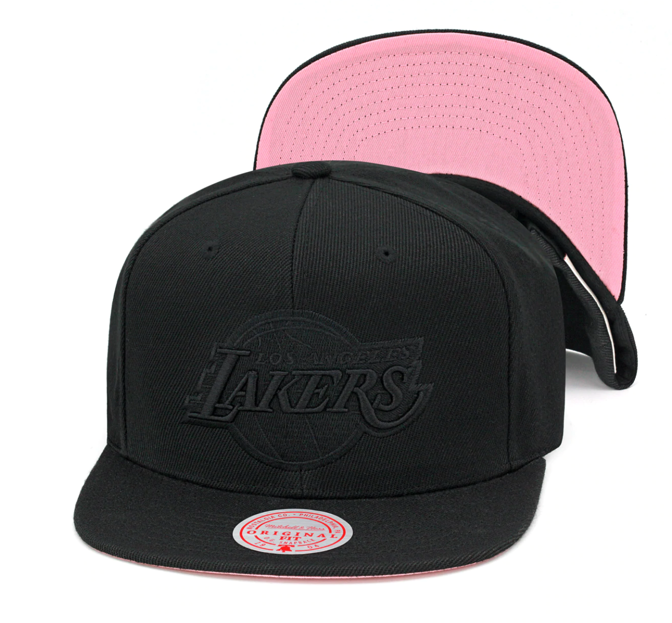 Los Angeles Lakers Mitchell & Ness Tonal Black Pink Moon Snapback Hat