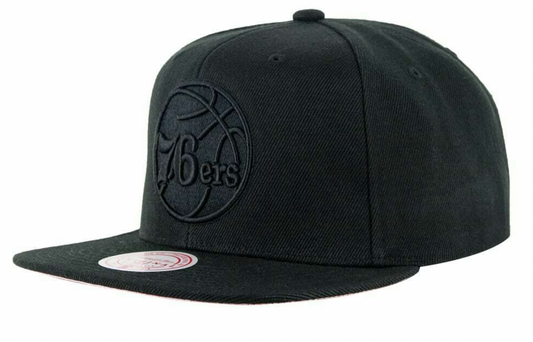 Philadelphia 76ers Mitchell & Ness Tonal Black Pink Moon Snapback Hat