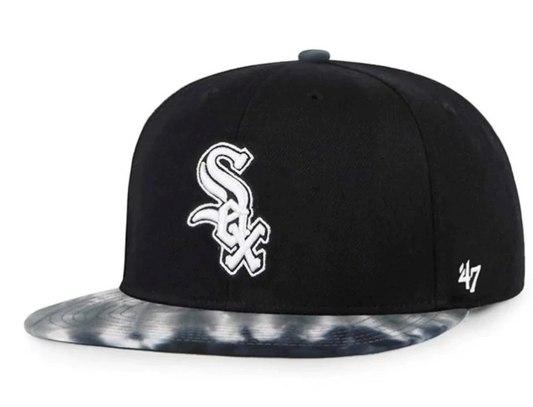 Chicago White Sox MLB Black Truckin Tie Dye '47 Brand Captain Snapback Hat