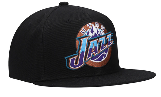 Men's Mitchell & Ness Utah Jazz Hardwood Classics Core Black Adjustable Snapback Hat