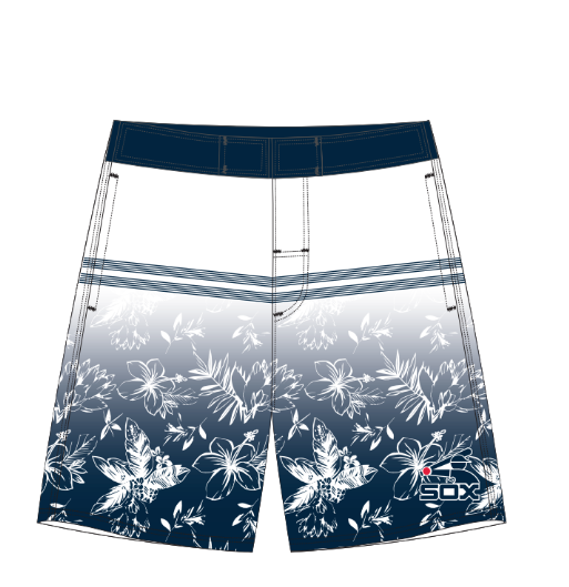 Men's Chicago White Sox Cooperstown Collection Hawaiian Print Navy Board Shorts