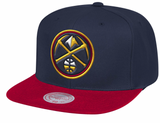 Mens NBA Denver Nuggets 2 Tone Navy/ Maroon Mitchell And Ness Basic Core Snapback Hat - Pro Jersey Sports