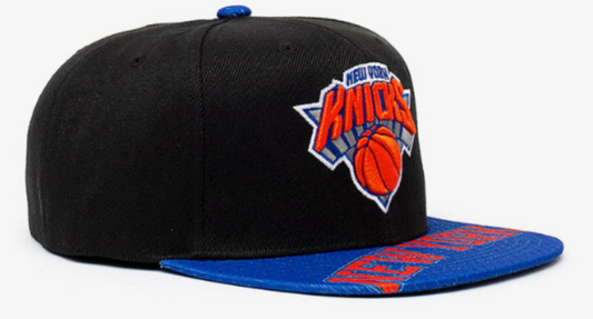 Men's Mitchell & Ness Black/Royal New York Knicks Hardwood Classics Snapshot Adjustable Snapback Hat