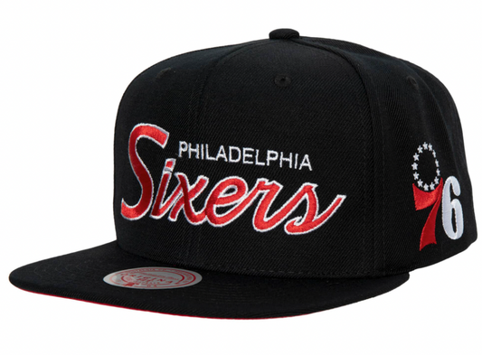 Philadelphia 76ers Team Script 2.0 Mitchell & Ness Snapback Hat