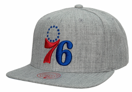 Philadelphia 76ers Gray Heather 2.0 Mitchell & Ness Snapback Hat