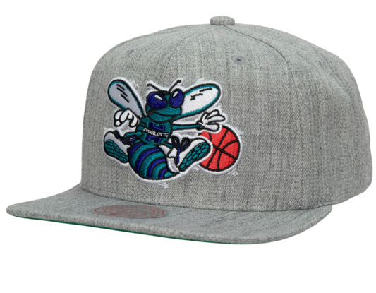 Charlotte Hornets HWC Gray Heathered 2.0 Mitchell & Ness Snapback Hat