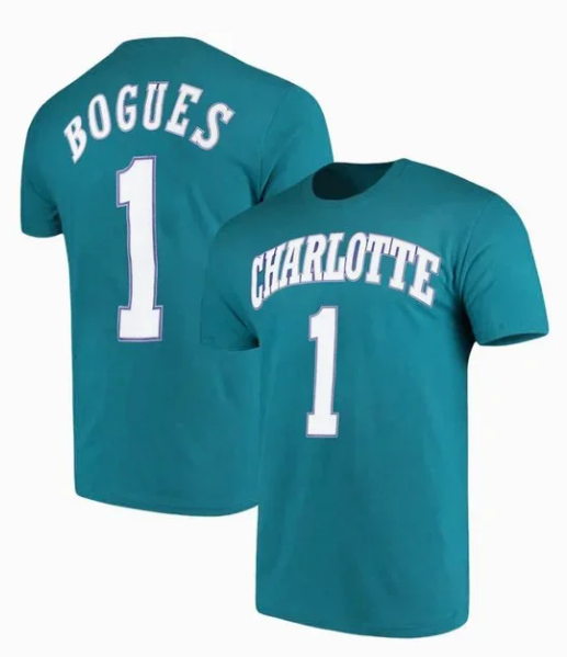 Youth Muggsy Bogues Charlotte Hornets Mitchell and Ness Teal Hardwood Classics NBA Player Name And Number T-Shirt