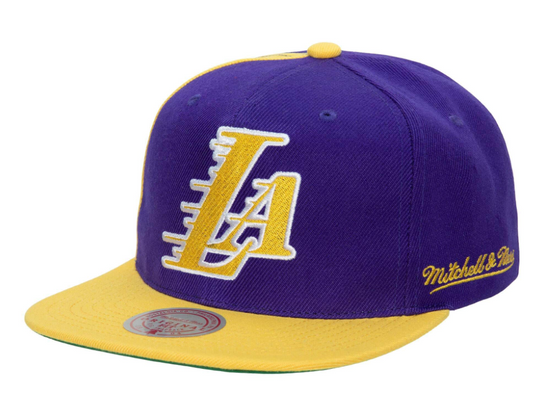 Los Angeles Lakers NBA Rear Script Deadstock Mitchell & Ness Snapback Hat