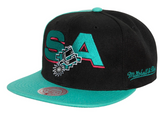 San Antonio Spurs NBA Rear Script Deadstock Mitchell & Ness Snapback Hat - Pro Jersey Sports
