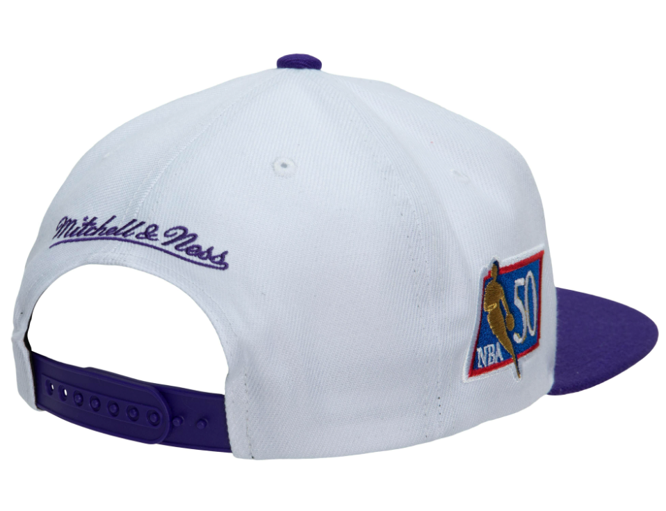 Men's Los Angeles Lakers Mitchell & Ness 50th Anniversary HWC Purple/White Snapback Hat