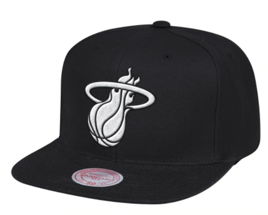 Men's Miami Heat Mitchell & Ness NBA XL BWG Black Snapback Hat