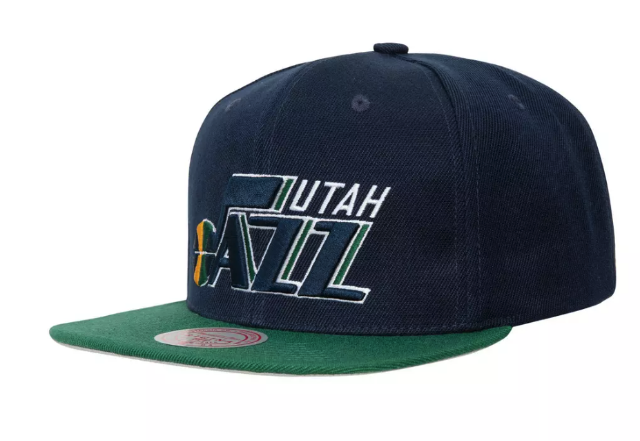 Men's Mitchell & Ness Utah Jazz NBA Core Basic Snapback Hat-Navy/Green