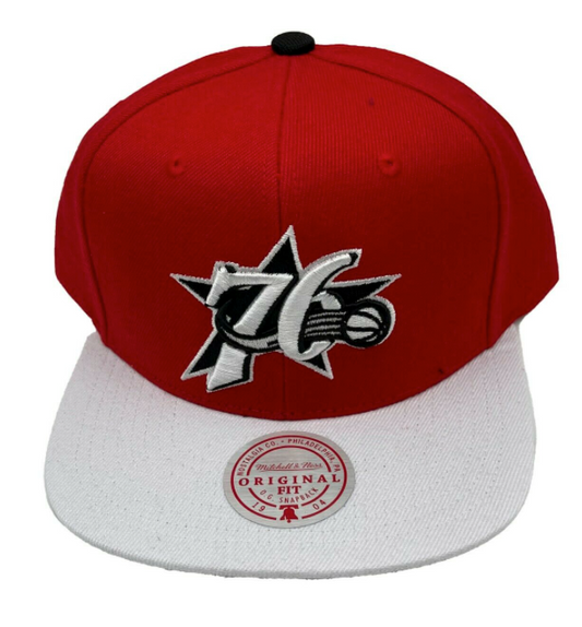 Men's Philadelphia 76ers NBA Cardinal Red 2 Tone HWC Mitchell & Ness Snapback Hat