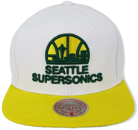 Men's Seattle Supersonics NBA Core Basic 2 Tone White/Gold HWC Mitchell & Ness Snapback Hat