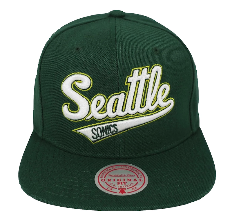 Men's Seattle Supersonics NBA Core Basic Green Script HWC Mitchell & Ness Snapback Hat