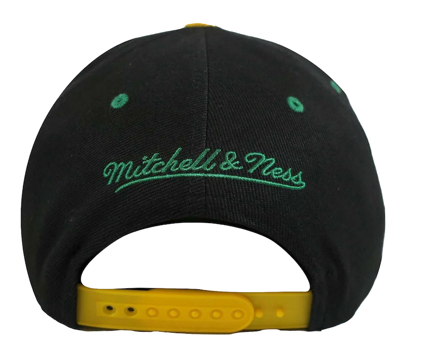 Men's Seattle SuperSonics Mitchell & Ness Hardwood Classics Reload Snapback Adjustable Hat - Black/Yellow
