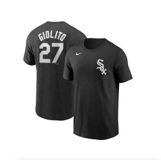 Men's Nike Lucas Giolito Chicago White Sox Black Name & Number T-Shirt