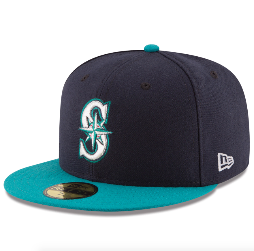 Men's Seattle Mariners New Era Navy/Aqua Alternate Authentic Collection On Field 59FIFTY Fitted Hat