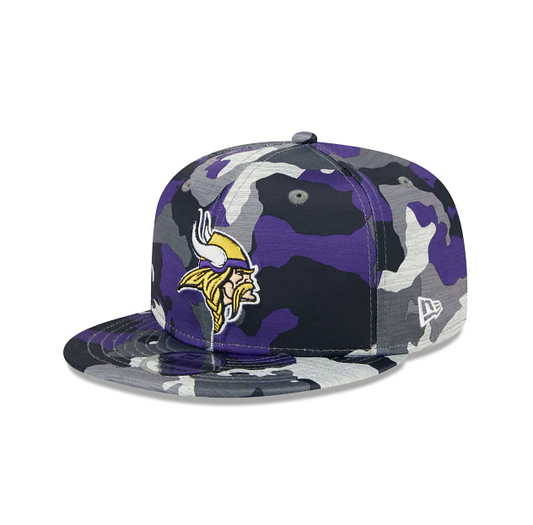 Men's Minnesota Vikings New Era Camo 2022 NFL Training Camp Official 9FIFTY Snapback Adjustable Hat - Pro Jersey Sports