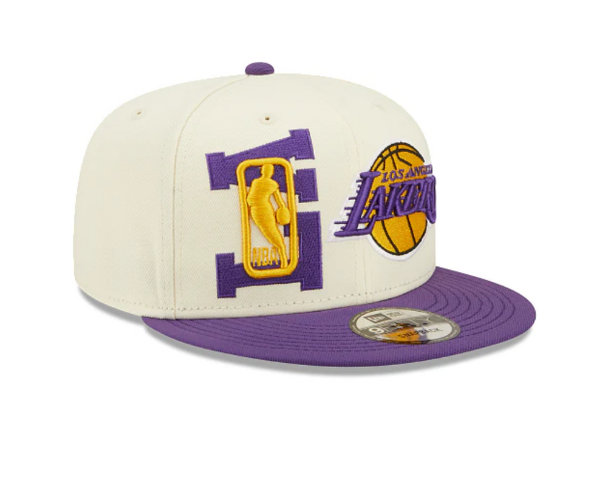 Los Angeles Lakers New Era 2022 NBA Draft 9FIFTY Snapback Adjustable Hat - Cream/Purple - Pro Jersey Sports