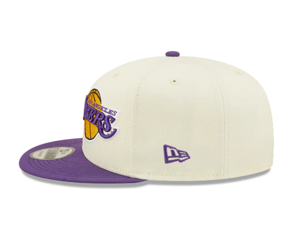 Los Angeles Lakers New Era 2022 NBA Draft 9FIFTY Snapback Adjustable Hat - Cream/Purple - Pro Jersey Sports