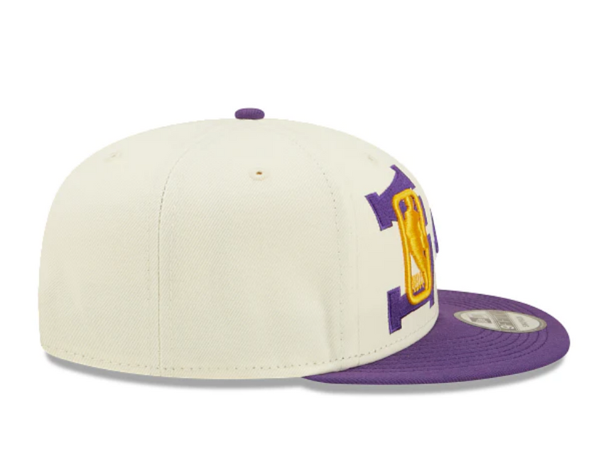 Los Angeles Lakers New Era 2022 NBA Draft 9FIFTY Snapback Adjustable Hat - Cream/Purple - Pro Jersey Sports
