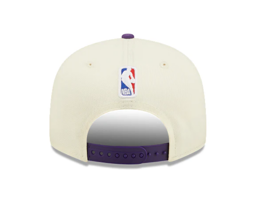 Los Angeles Lakers New Era 2022 NBA Draft 9FIFTY Snapback Adjustable Hat - Cream/Purple - Pro Jersey Sports