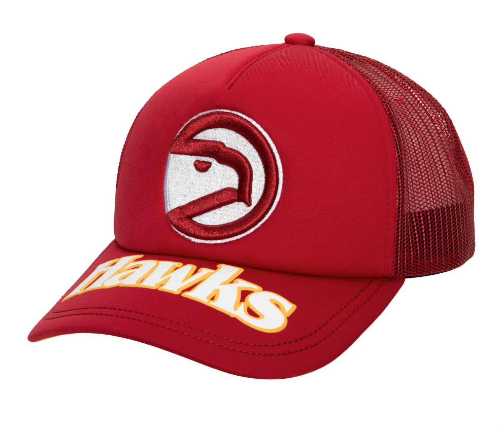 Mens Atlanta Hawks NBA Puff The Magic Trucker Mitchell & Ness Snapback Hat