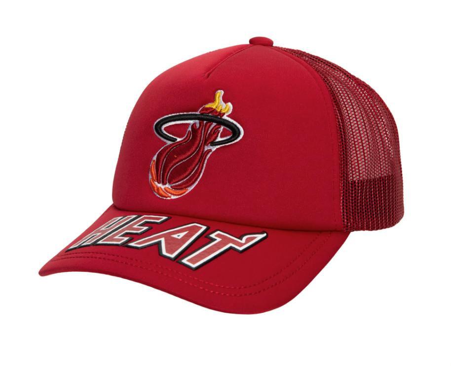 Mens Miami Heat NBA Puff The Magic Trucker HWC Mitchell & Ness Snapback Hat