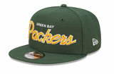 Mens Green Bay Packers New Era Green Script 9FIFTY Snapback Hat - Pro Jersey Sports
