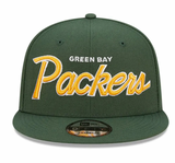 Mens Green Bay Packers New Era Green Script 9FIFTY Snapback Hat - Pro Jersey Sports