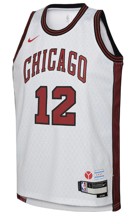 Nike Youth 2022-23 City Edition Chicago Bulls Ayo Dosunmu #12 White Dri-FIT Swingman Jersey