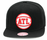 Mens NBA Atlanta Hawks Black Mitchell And Ness Basic Core Snapback Hat - Pro Jersey Sports