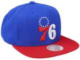Philadelphia 76ers 2-Tone Blue/Red 2.0 Snapback Hat By Mitchell And Ness - Pro Jersey Sports