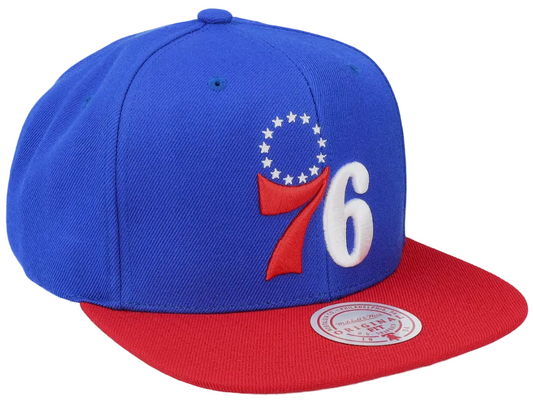 Philadelphia 76ers 2-Tone Blue/Red 2.0 Snapback Hat By Mitchell And Ness - Pro Jersey Sports