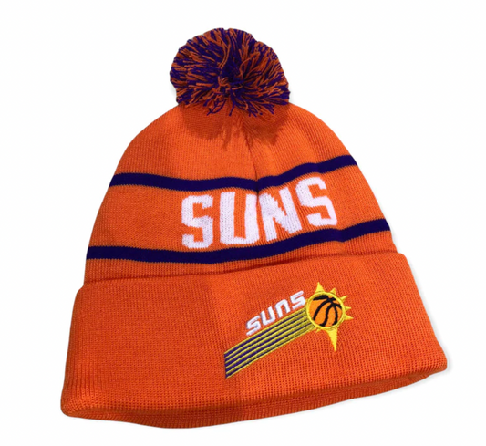 Phoenix Suns Mitchell & Ness NBA Reload 2.0 Orange Cuffed Pom Knit Hat
