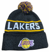 Los Angeles Lakers Mitchell & Ness NBA Reload 2.0 Gray Cuffed Pom Knit Hat - Pro Jersey Sports