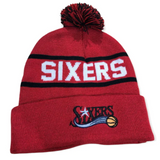 Philadelphia 76ers Mitchell & Ness NBA Reload 2.0 Red Cuffed Pom Knit Hat - Pro Jersey Sports