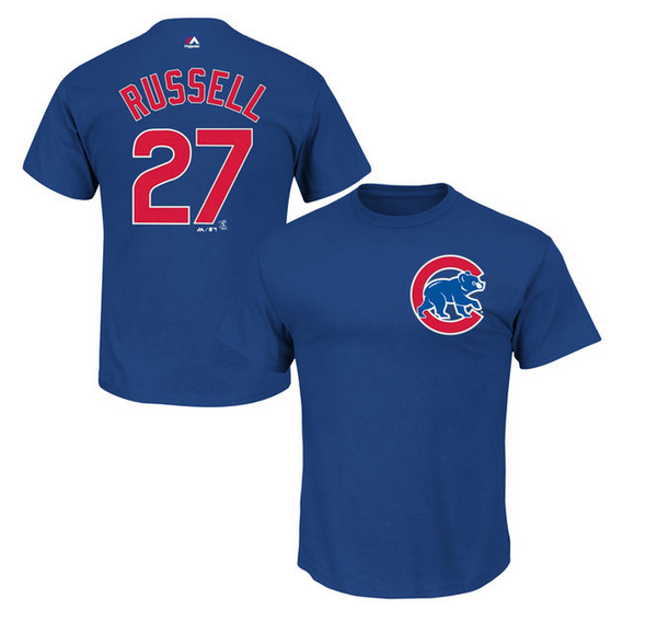 Addison Russell Chicago Cubs #27 Name And Number Tee By Majestic - Pro Jersey Sports - 1