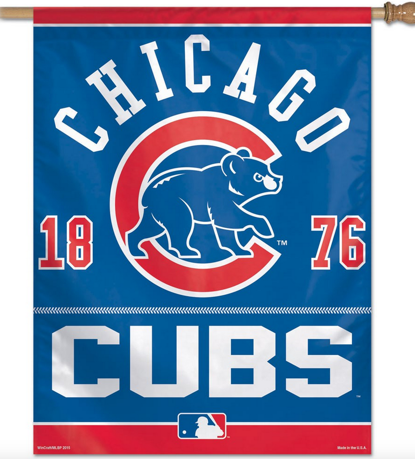 Chicago Cubs Vertical Flag 27" x 37" Walking Bear 1876 - Pro Jersey Sports