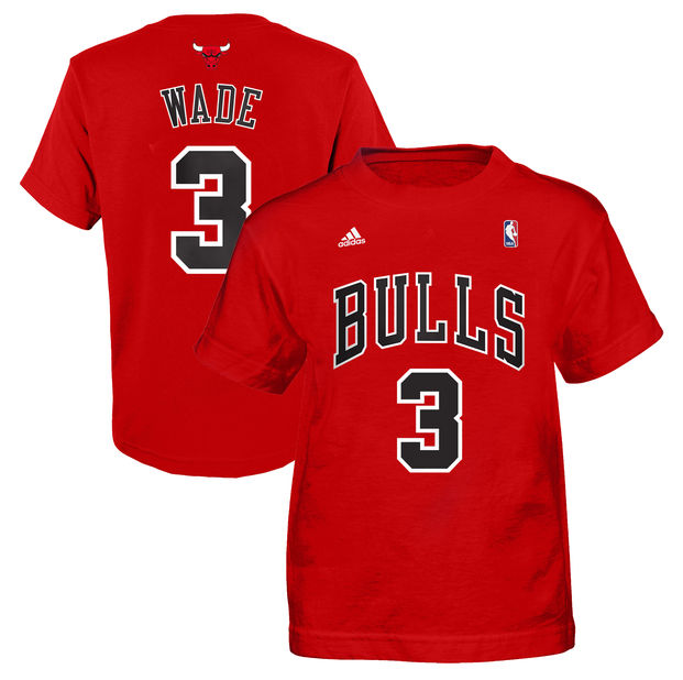 Child adidas Dwyane Wade Red Chicago Bulls Name & Number T-Shirt - Pro Jersey Sports - 1