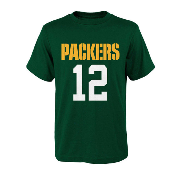 Aaron Rodgers Green bay Packers Youth Mainliner Name And Number Player Tee - Pro Jersey Sports - 3