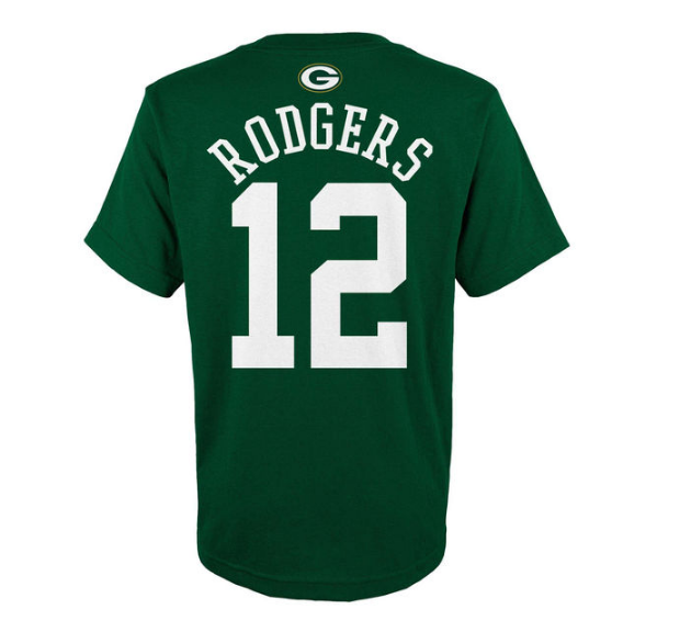 Aaron Rodgers Green bay Packers Youth Mainliner Name And Number Player Tee - Pro Jersey Sports - 2